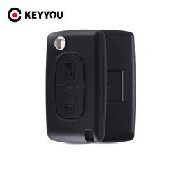 KEYYOU 2 pulsanti telecomando Flip Key Shell Fob per PEUGEOT 307 308 107 207 407 408 con scanalatura CE0523