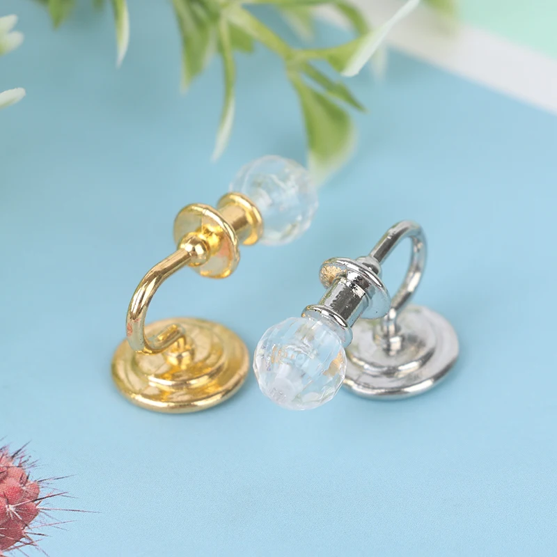 1Pair Dollhouse Miniature Silver/Gold Crystal Wall Lamp Model 1:12 Mini Wall Light Doll House Decor Accessories