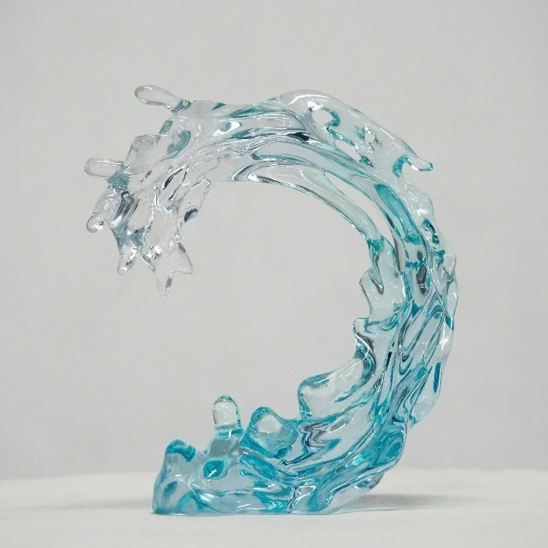 Transparent flowing water wave ornament resin sculpture living room entrance abstract decoration
