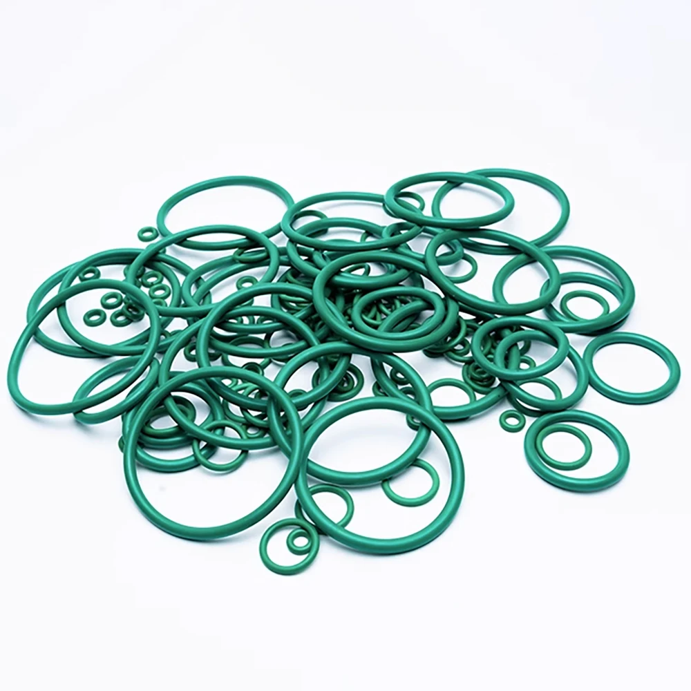 CS 2.2mm Fluorine Rubber Green O-Ring OD 6.5-80mm FKM Sealing Ring Gasket ID 2.1-75.6mm Corrosion And Oil Resistant