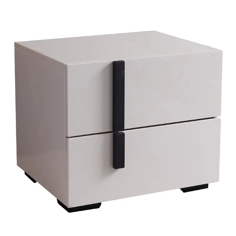 

Minimalist solid wood paint bedside table Nordic bedroom bedside light luxury