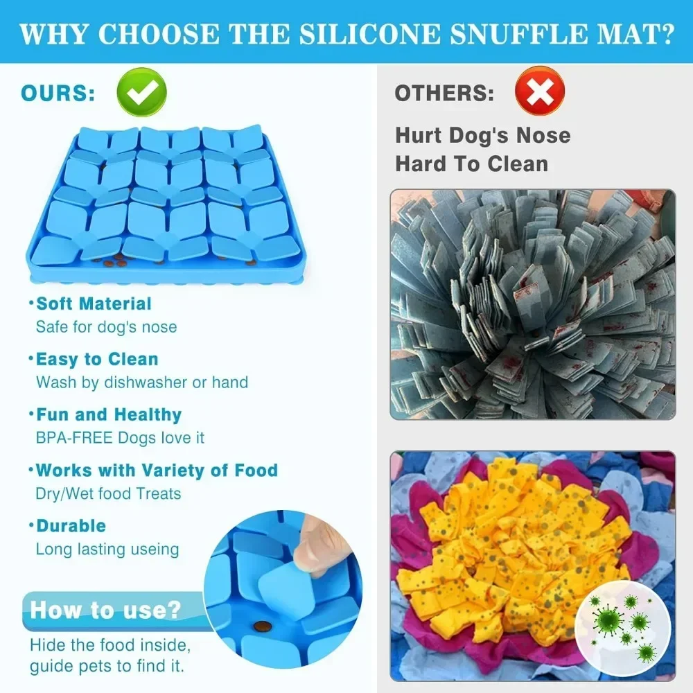 Train Your Dog\'s Senses  Dog Food Slow Feeder Sniff  with Suction Cup for Large with Our Silicone Snuffle Mat Pet Supplies