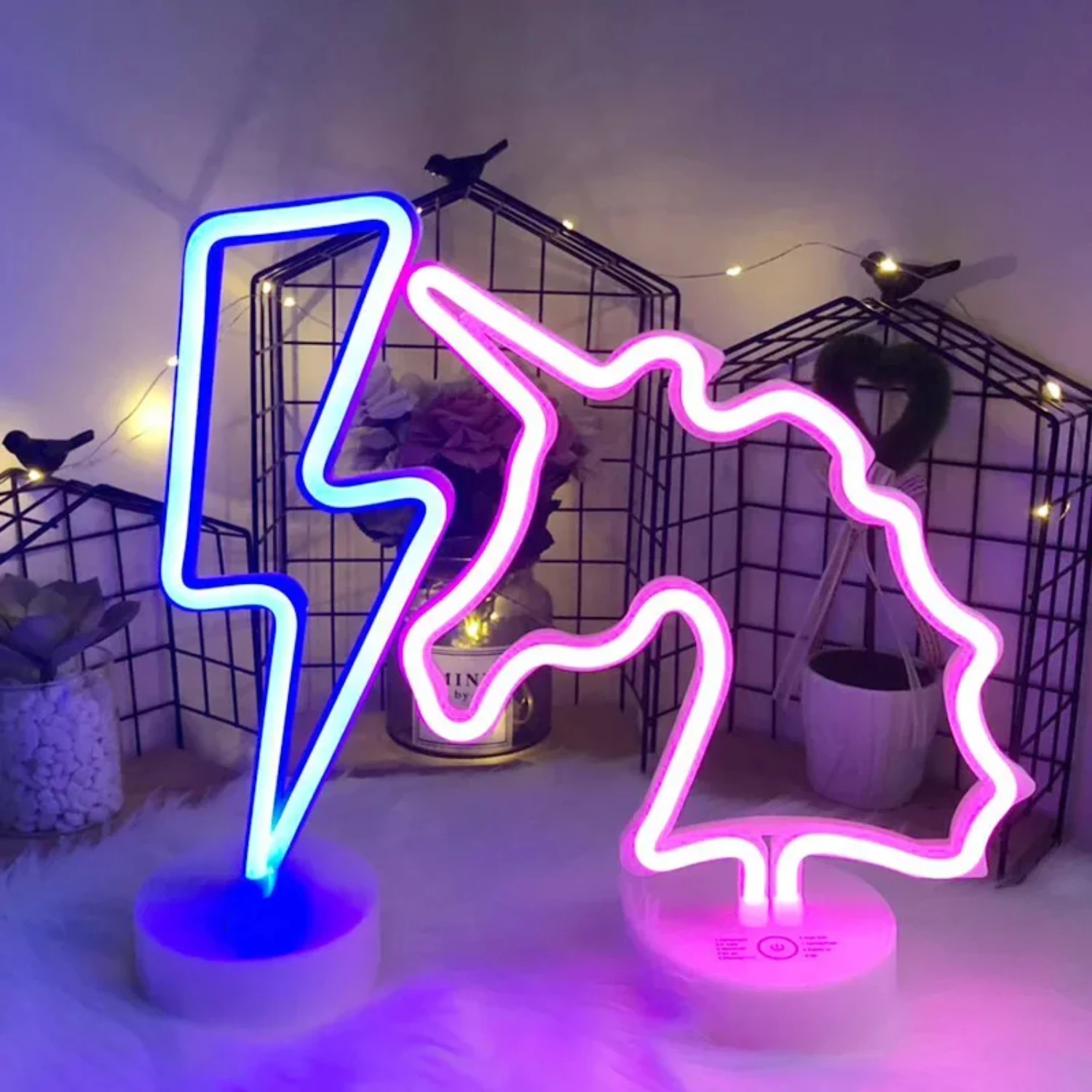 New Neon Light Sign LED Night Light Flamingo Unicorn Cactus Lamp Battery Powered  Bedroom Table  Wedding Christmas Decoration