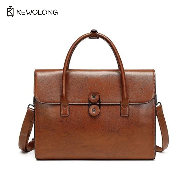 

Genuine Leather Commuter Laptop Bag - Large Capacity 15.6 Inch Messenger Bag for Men, Modern Briefcase with Detachable Strap