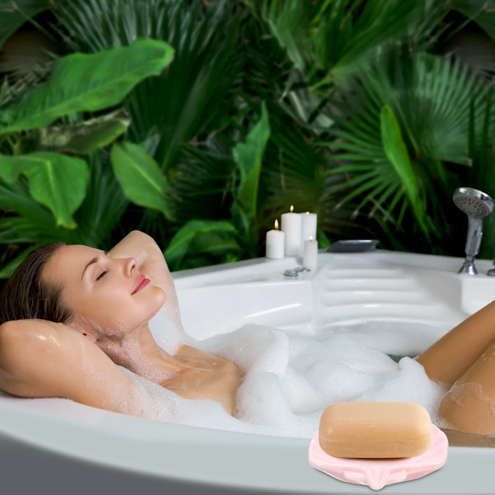 

Shell Shaped Ceramic Soap Dish Bathroom Decoration Multi-Function Soap Holder for Home Kitchen Sink Bathtub Practical Gift