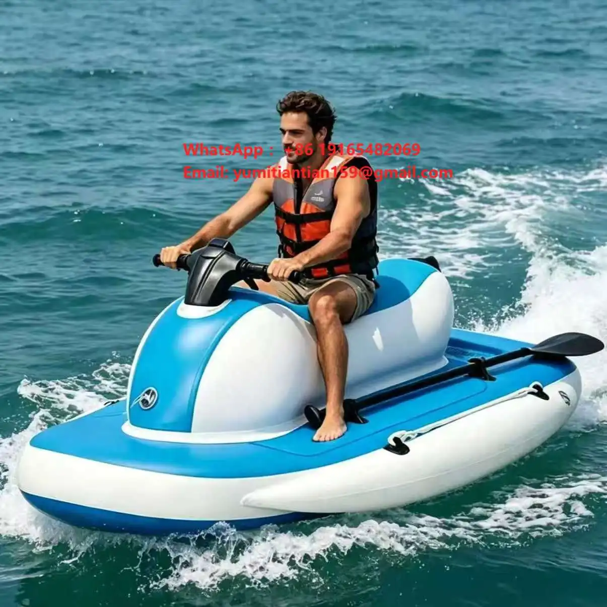 700W Water Floating Aluminum Electric Jet Ski Customizable Electric Motorboat with 230cm Length and Custom Packaging