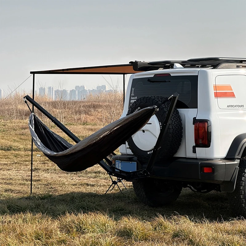 Camping Self Driving Trailer Hook Off-road Vehicle Telescopic Tail Swing Outdoor Trailer Bar Square Hammock Rack