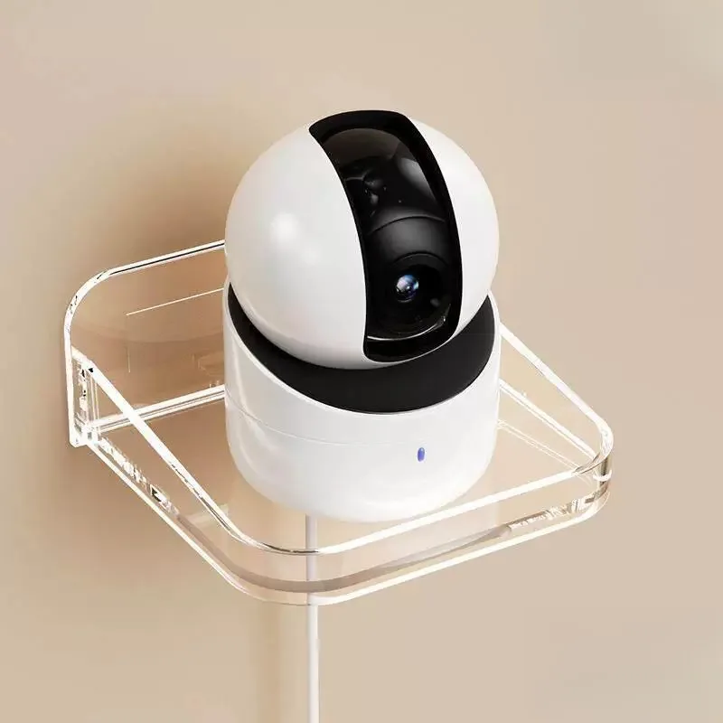 No-Drill Monitor Stand Storage Rack with Self-Adhesive Hole Wall Storage Organizer Camera Tray for Surveillance Equipment