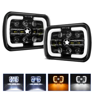 7x6 '' 5x7-Zoll LED Square Scheinwerfer Hi-Lo Beam Halo für Jeep Cherokee XJ Wrangler YJ Offroad Truck Motorrad leichter LED 8 Hauptverkäufe LED LED Universal Car - №7