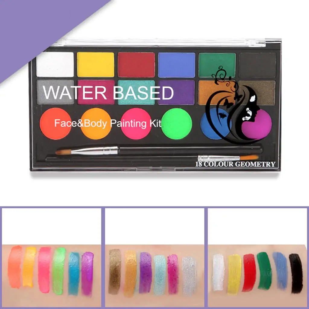 Palette Professionale per Trucco Viso in 18 Colori, Set per Trucco Halloween, Pittura per Viso e Corpo, Costumi per Feste in Maschera