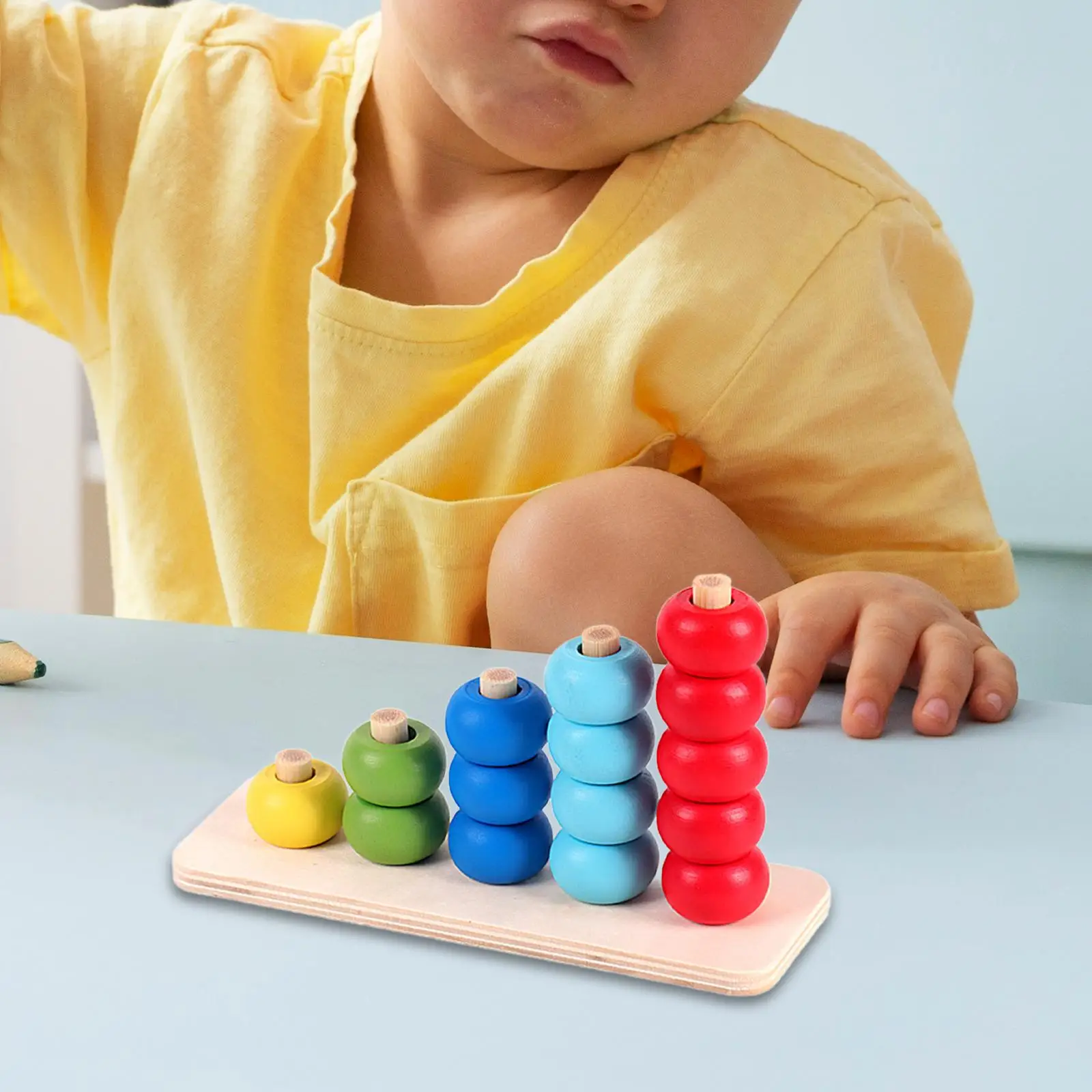 Drewniane zabawki edukacyjne do sortowania kolorów, kółka tęczowe, zabawka sensoryczna dla