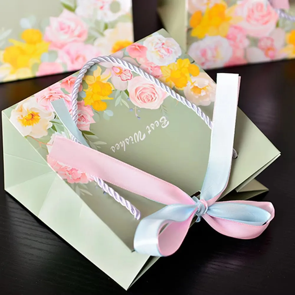 24pcs Paper Packaging with Ribbon Tie Rope Baby Shower Birthday Candy Wedding Party Gift Bags for Jewelry Package Shopping