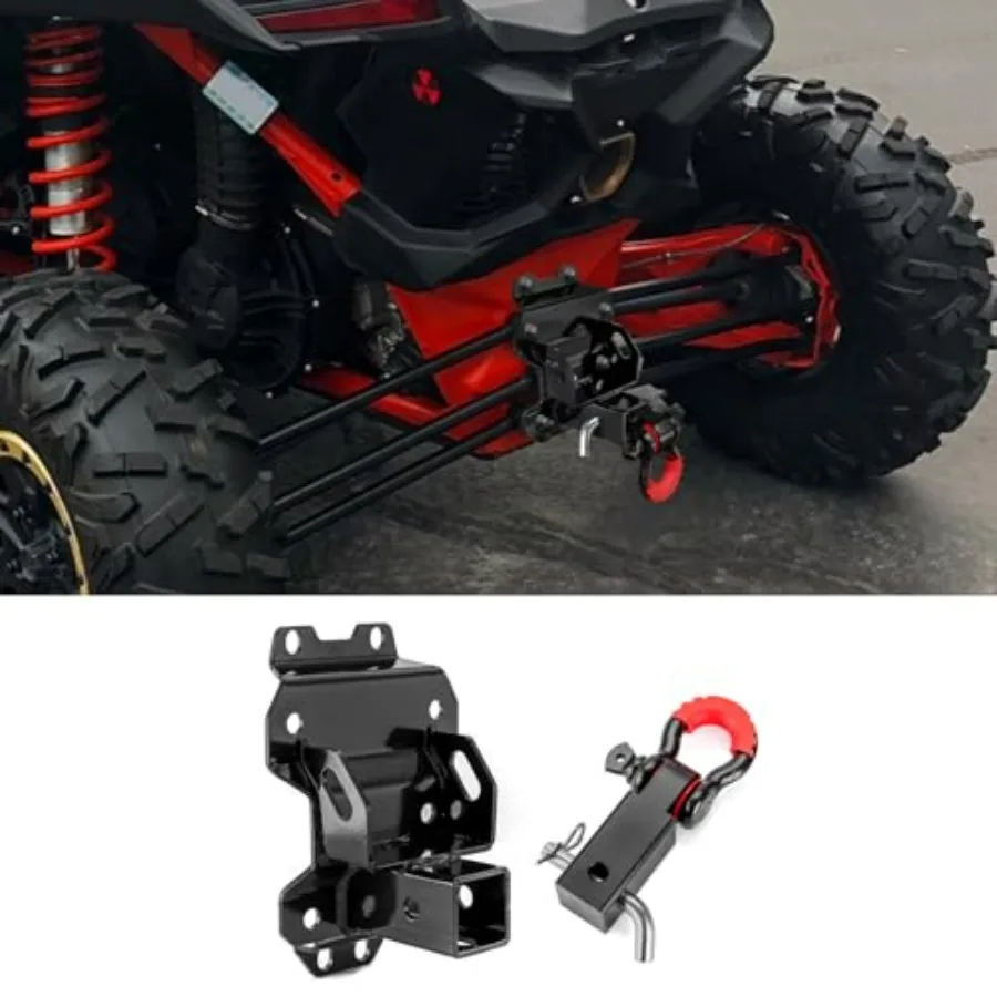 

2 задних крюка-заглушки для прицепа с D-образным кольцом 3/4 дюйма и фиксирующим штифтом 7/8 дюйма для Can-Am Maverick X3/MAX 2022-2025, стальные, черные, усиленные