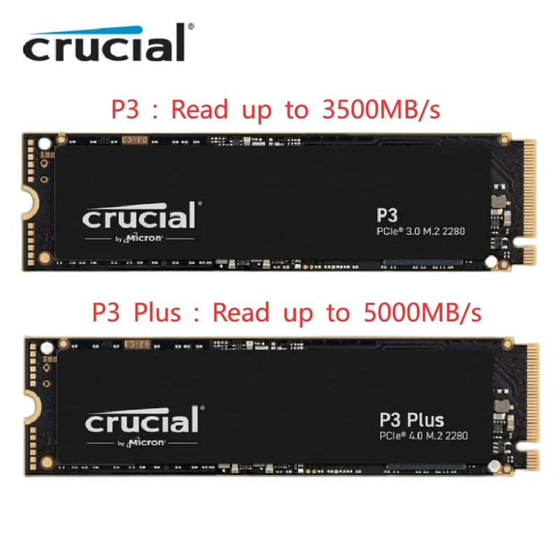 NEW SSD Crucial P3 Plus PCIe 4.0 500GB 1T 2TB SSD P3 4tb NVMe M.2 2280 Gaming solid state drive For Laptop Desktop 100% Original