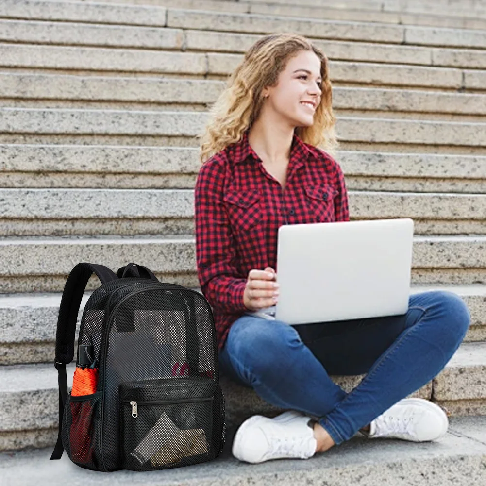 

Mesh Backpack See Through Backpack College Student Backpack Beach Backpack for Commuting Swimming Beach Outdoor Sports