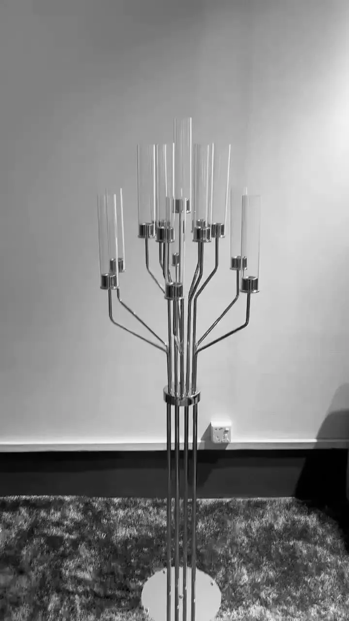 wedding table candlestick holder sliver Gold Metal CandleHolder Stand Table backdrop stick Centerpieces