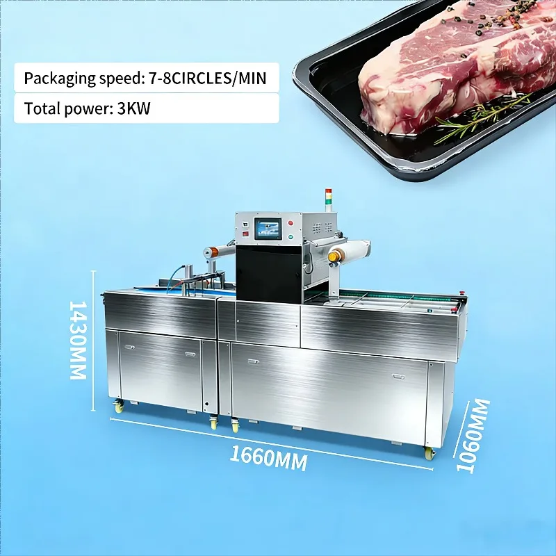 High Freshness Retention Electric Thermoforming Packing Machine and Food Vacuum Sealer Machine for Fresh Pork with Trays Packing