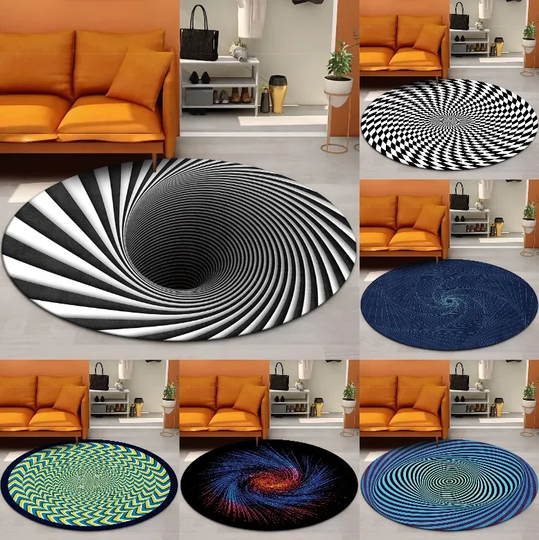 Alfombra en espiral con ilusión Visual 3D, almohadilla para pies con patrón geométrico Circular para decoración del hogar, sala de estar y dormitorio