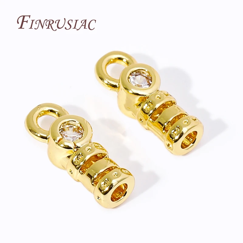 5/10Pcs 18K Gold Plated Chain Cords Crimp End Caps With Loop Cord Tube Barrel End Cap Fittings DIY Jewelry Making Supplies