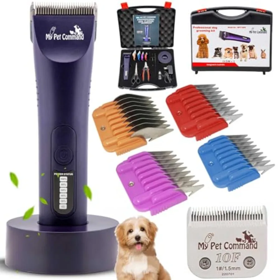 

Profional Dog Grooming Clipper, Cordl Hair Trimmer, Brushl Motor, Heavy Duty Kit for Dogs Pets Cats, for Thick Coats, Low Noise