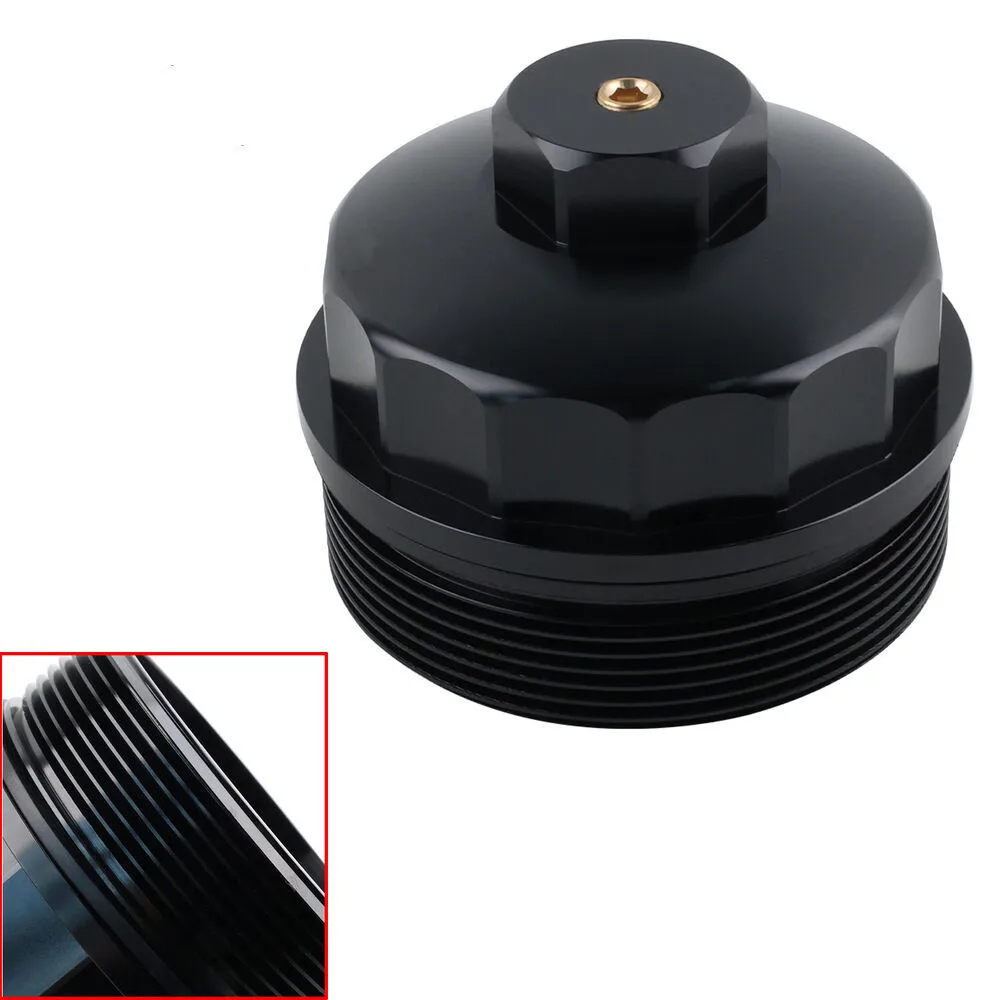 Racing Car Black Silver Oil Filter Cap For 03-07 Ford F250 F350 F450 F550 Powerstroke Diesel 6.0L