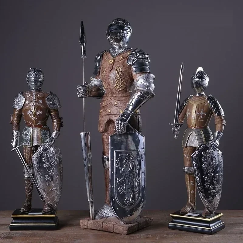 

Medieval Warrior Armor Model Ancient Roman Knight Ornaments European Vintage Art Armor Warrior Home Room Decor Office Decoration