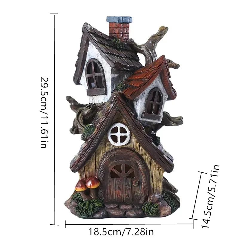 Double-Layer Fairy Tale Cabin Outdoor Garden Decoration Housewarming GiftsResin Crafts Ornament Peucine Pendant