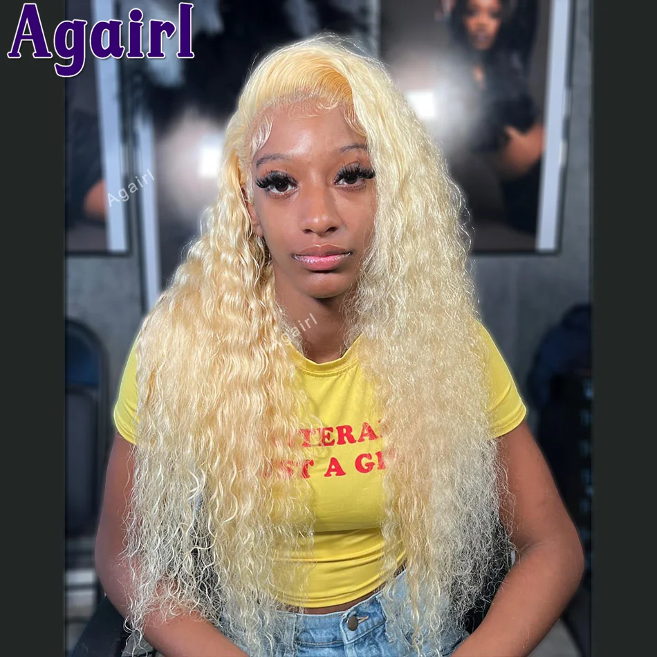 Yellow 613 Colored 200% Kinky Curly 13x6 13X4 Lace Frontal  display picture 1