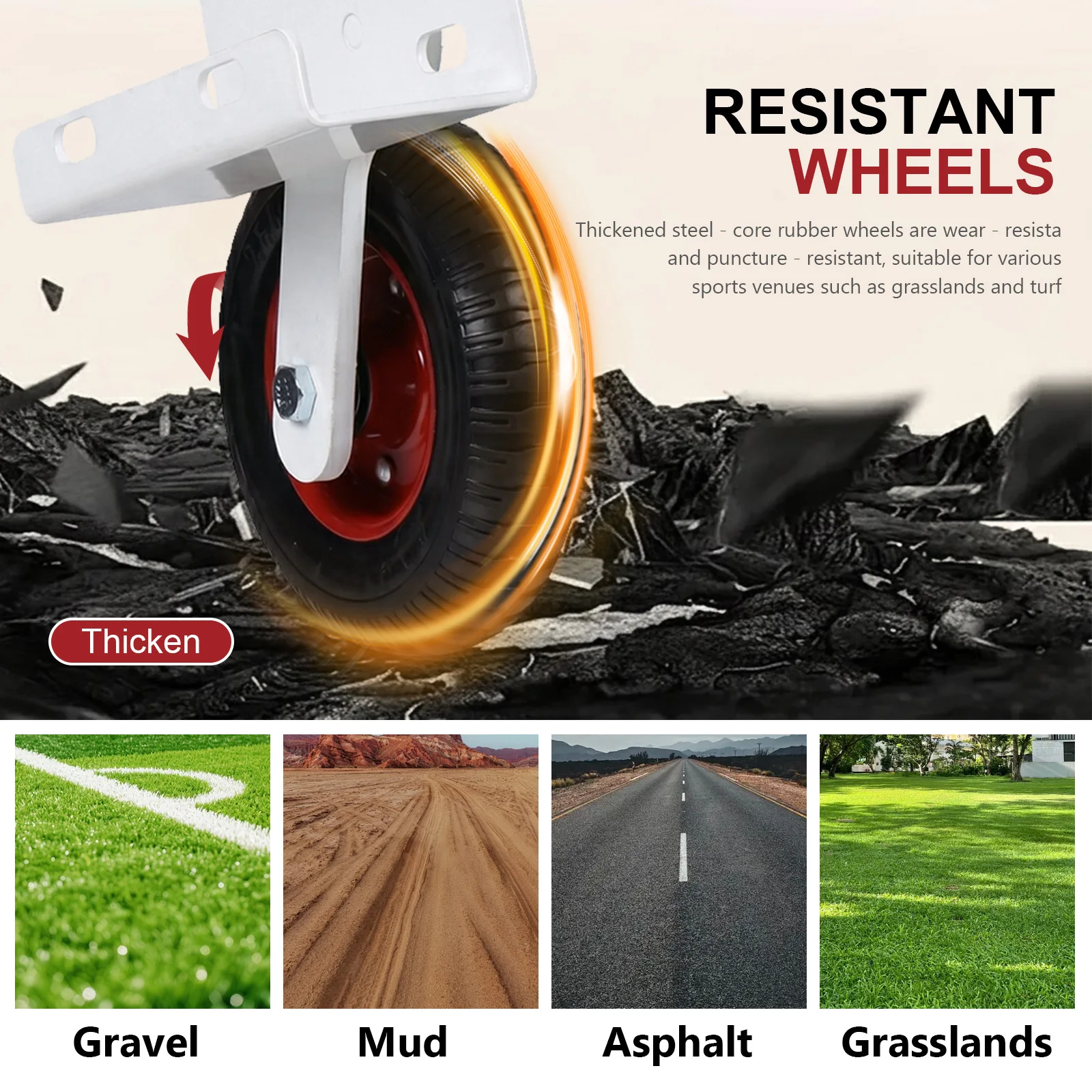 

Goal Mover Easy-Move Rubber Tire Rotating Flip Over Mounting Wheel Kit 1300 Lbs Capacity for Portable Poultry Mobilization