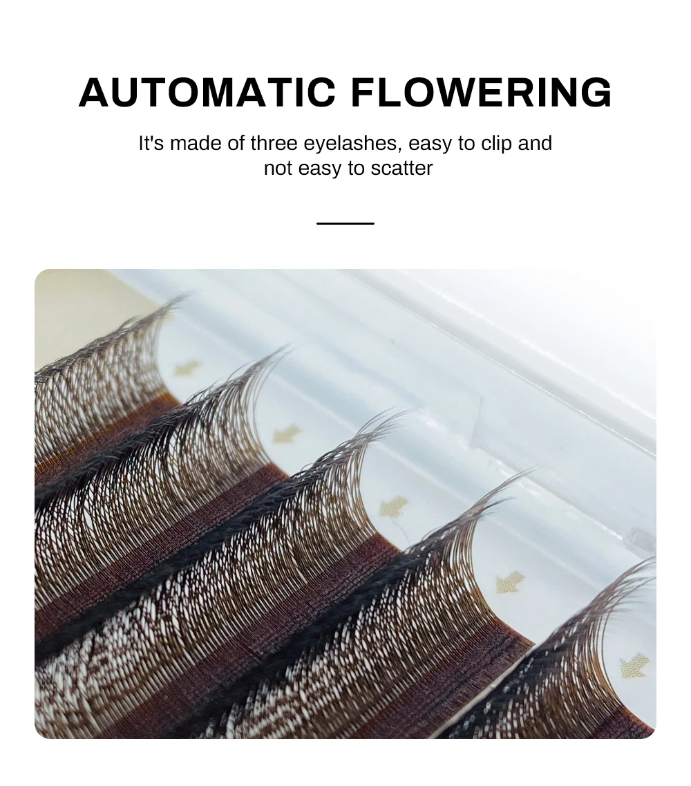 NATUHANA Braune W-förmige 2D 3D 4D 5D W natürliche weiche automatische Blüte vorgefertigte Fächer-Wimpernverlängerungen – Detail 5