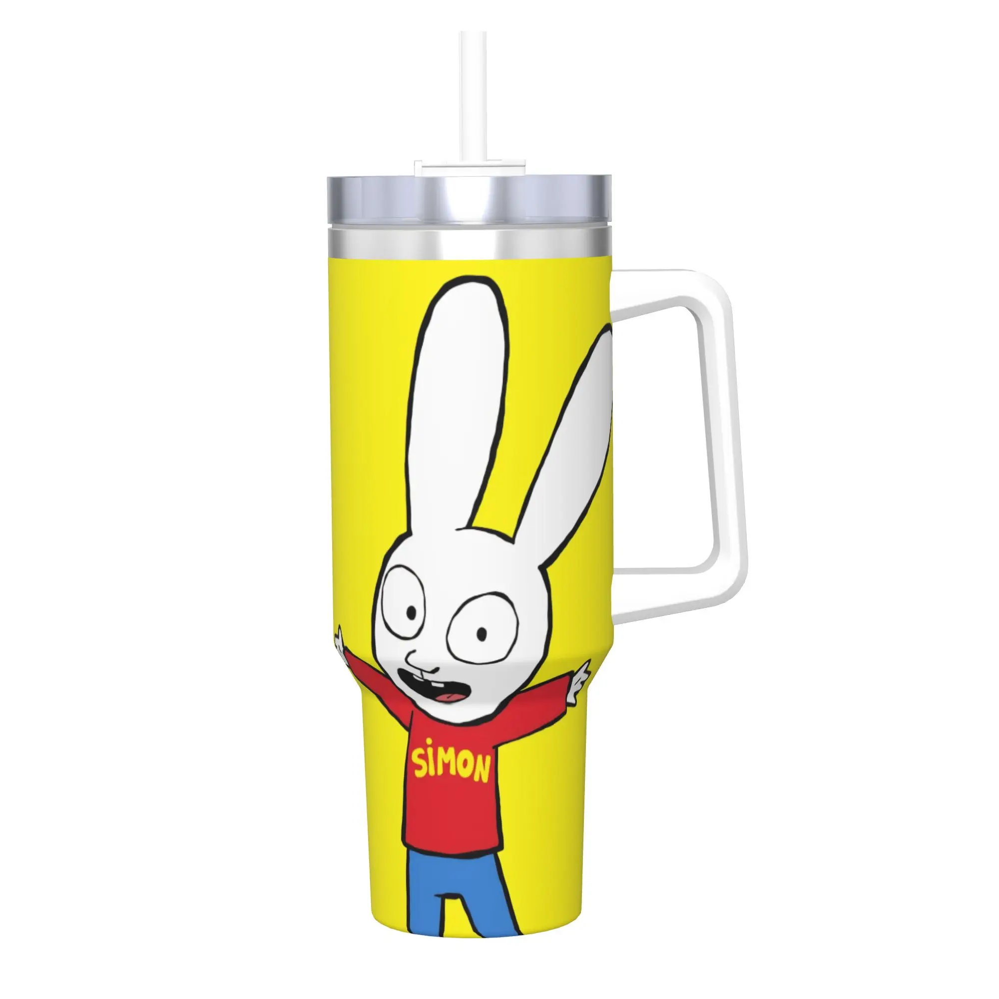 Simon Super Rabbit Tumbler With Straw  Stainless Steel Travel Mug Double Wall Vacuum Insulated for Cold Or Hot 40oz