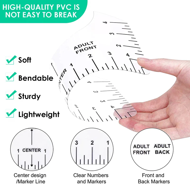 8 pçs t camisa régua guia pvc camiseta régua para centro projetos t camisa ferramenta de alinhamento para adulto juventude criança infantil