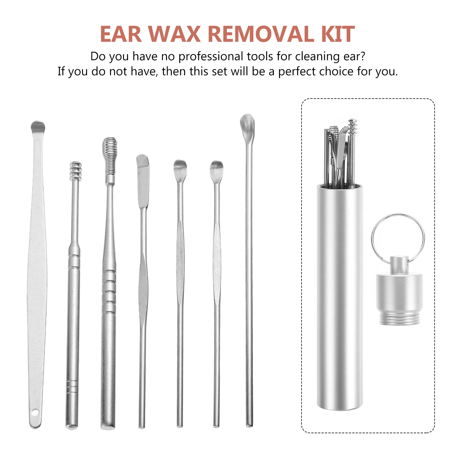 7 Pcs Ear Pick Suit Wax Removal Kit Stainless Steel Spoons Portable Pickers Cleaning Supplies Polished Tools