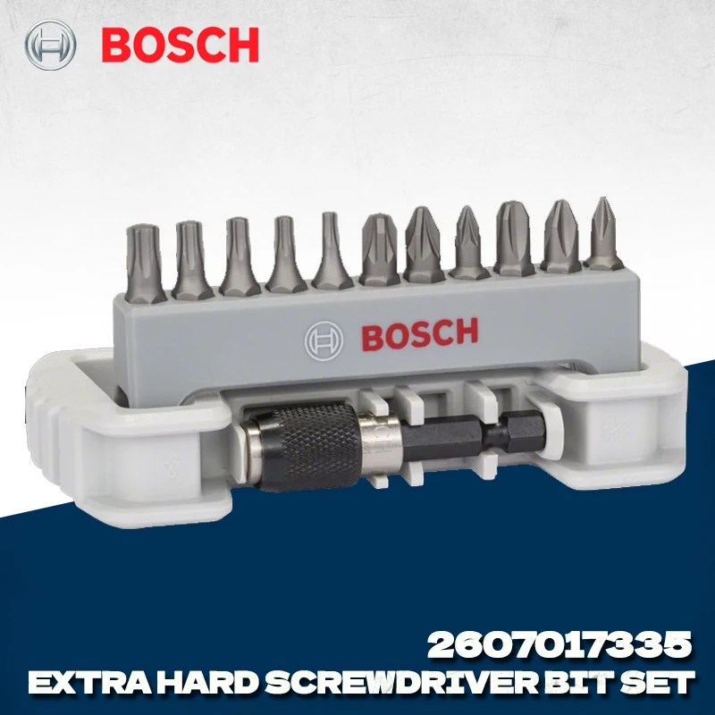 

BOSCH 2607017335 Extra Hard Screwdriver Bit Holder Set Compact 11+1 Piece Bits Set Bosch Power Tool Accessories