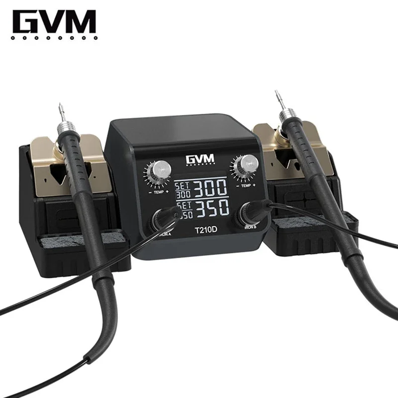 GVM T210D Soldering Station with T210 Handle Double Station Welding Rework Station for Cell-Phone PCB IC SMD Repair Solder Tool