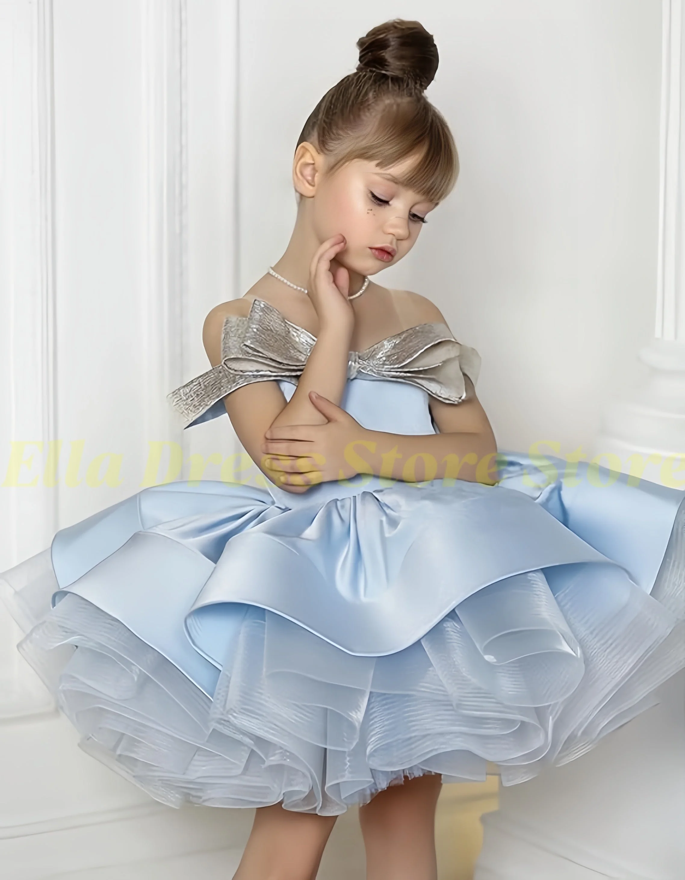 Großhandel Elegantes Grünes Blumenmädchenkleid Prinzessin Kinder Hochzeit Geburtstag Festival Party Festliches Kleid – Detail 5