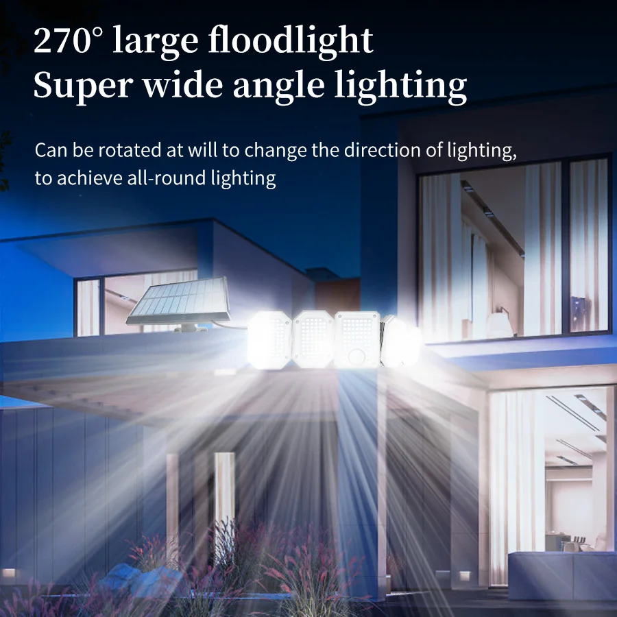Solar Power Outdoor Jardim Luzes, Sensor de Movimento, Impermeável, Solar Power Lâmpada de parede, Pátio e Street Lights, 300 LEDs