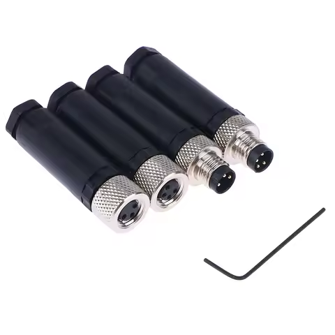 M8 Sensor Connector Waterproof Male&amp;female Plug Screw Threaded Plug Coupling 3 4 Pin Flange Socket Back Mount