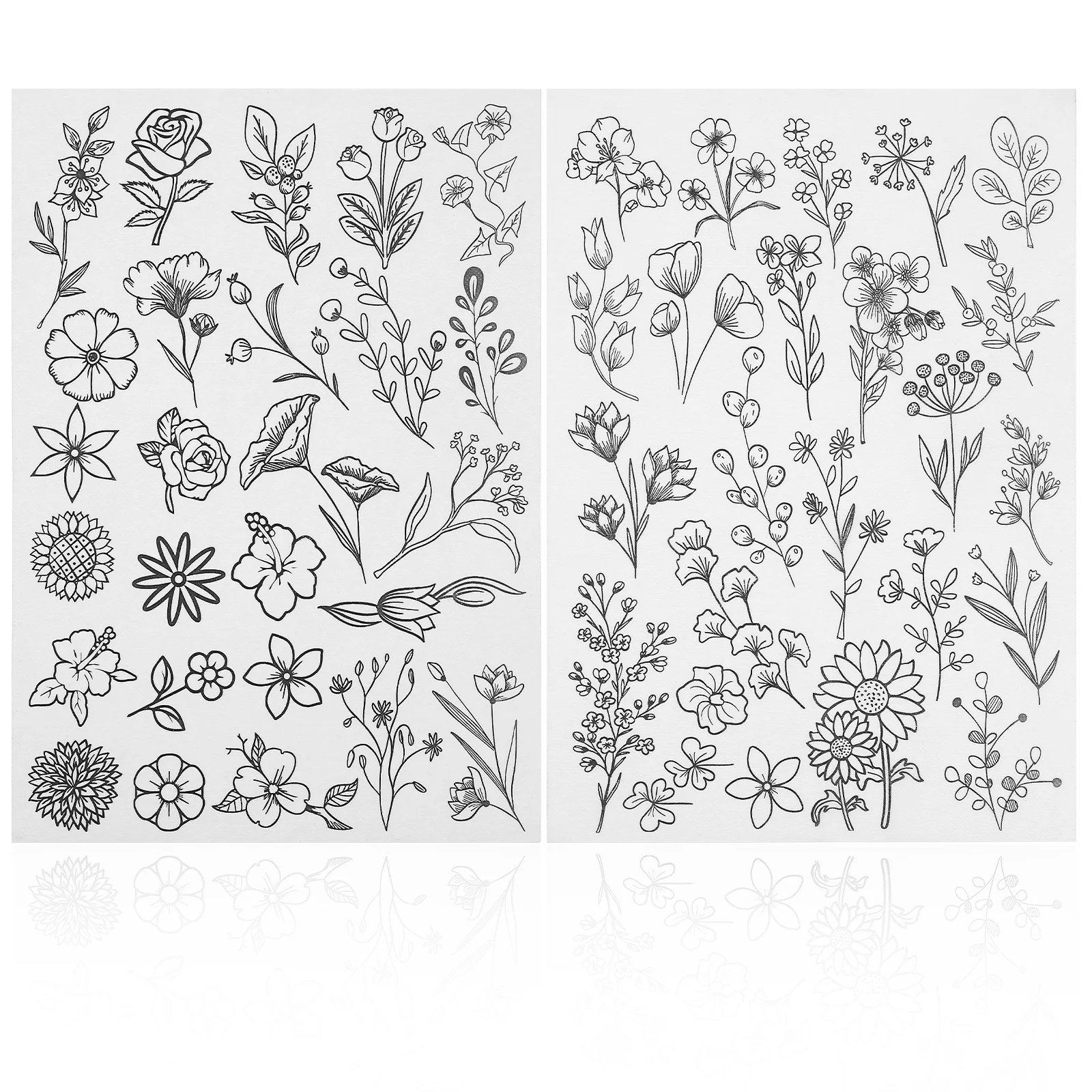 2 Sheets Water Soluble Embroidery Floral Patterns Kit Thread Accessories Paper Manual Stabilizer for