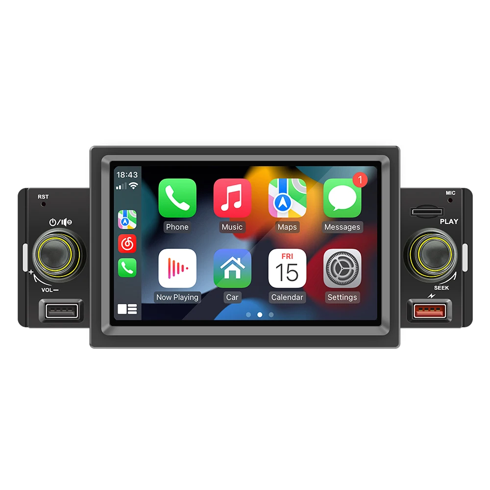 

1 Din Car Radio CarPlay Android-Auto 5 Inch MP5 Player Bluetooth Hands Free A2DP USB FM Receiver Audio System Head Unit SWM151C