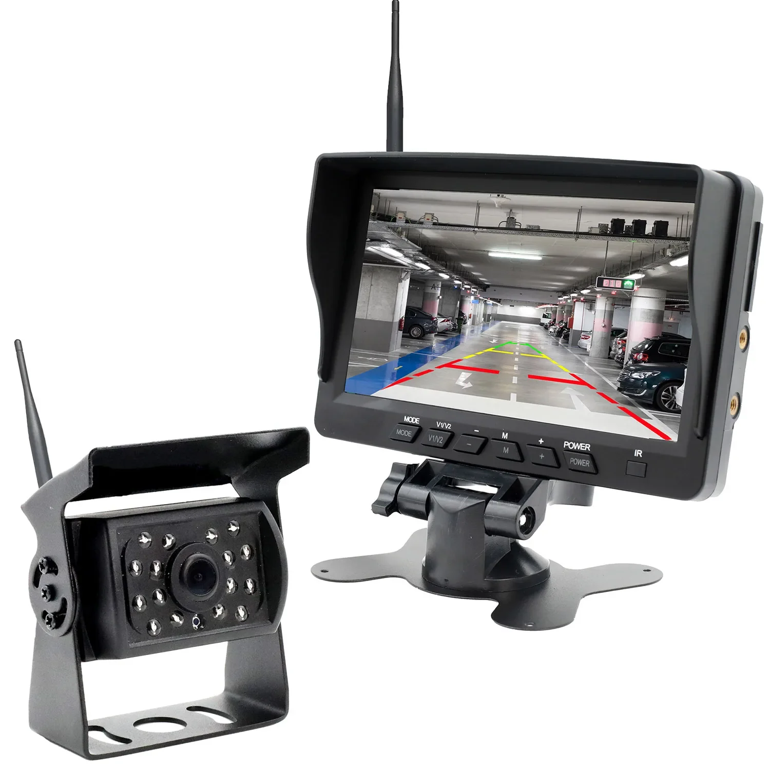 

Vehicle 720P Wireless Backup Camera System Kit 7"IPS DVR Monitor+ IP69K Wireless Rear View Reversing Camera For truck Bus RV Car