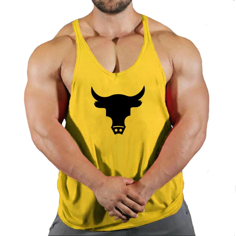 New Hot Sale Mens Bull\'s Printed Tank Top Breathable Cool Vest Running Shirt Cotton Tees Bodybuilding Singlet Fitness Sleeveless