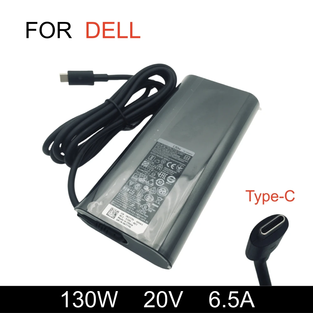 Carregador Adaptador Tipo-C Original 130W 20V 6.5A para Laptop Dell XPS 15 9500 17 9700 Latitude 5401 5411 5501 DA130PM170