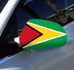 Directly Delivery 2 Pcs Free Size Four-way stretch fabric Guyana Guyanese Flags Car Mirror Cover