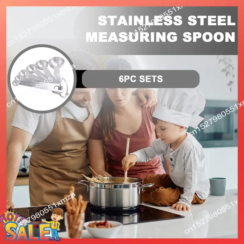ABCL Measuring Spoons, Stainless Steel Measuring Spoons Cups Set, Small Tablespoon With Metric And US Measurements, Set Of 6 For