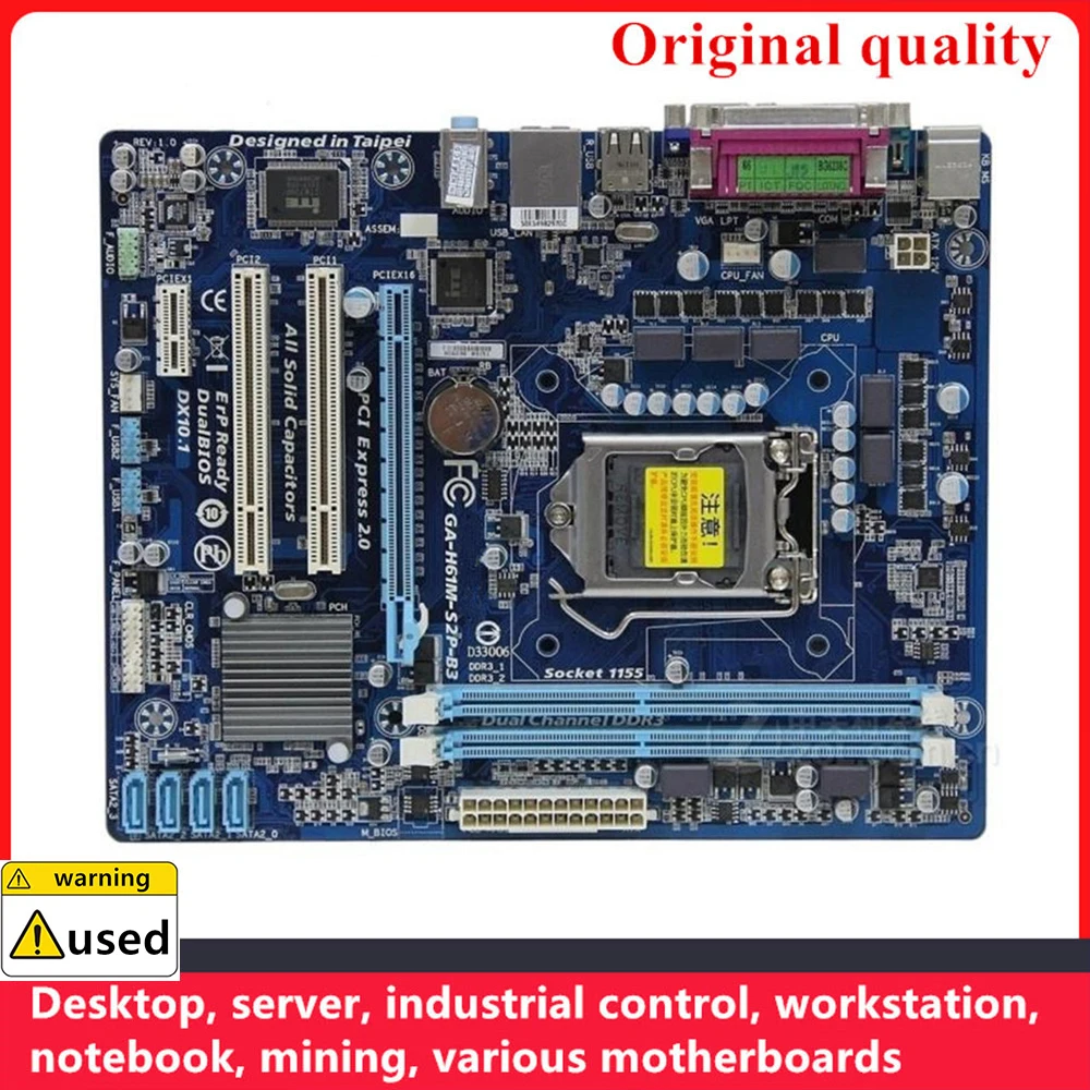 

For GA-H61M-S2P-B3 H61M-S2P-B3 Motherboards LGA 1155 DDR3 16GB M-ATX For Intel H61 Desktop Mainboard PCI-E2.0 SATA II USB2.0