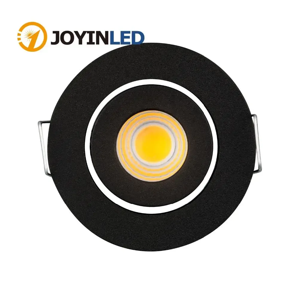 

JOYINLED Pack of 1/10 Black 3W COB LED Downlight, Dimmable 42mm Cutout Mini Spotlight Black for Cabinet Kitchen DC12V AC110/220V