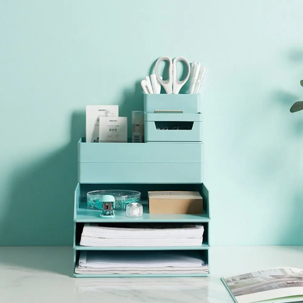 Simple Desktop Organizer A4 File Storage Tray Papers Rack Book Shelf Stackable File Rack INS Style Minimalism Home Office Supply