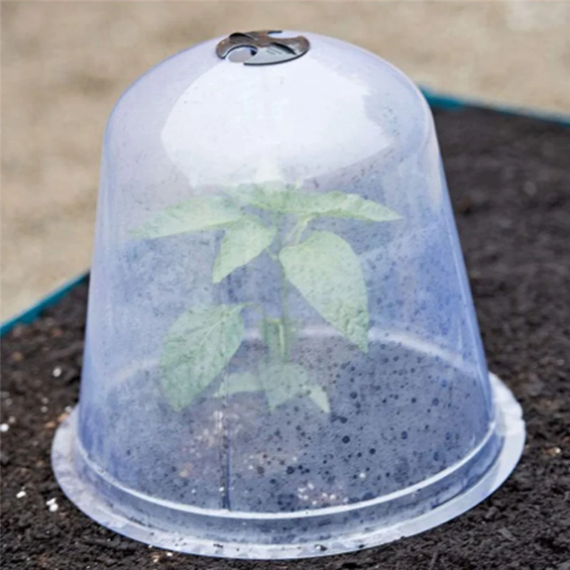 

ABLN-6Pc Reusable Plastic Greenhouse Garden Plant Seedling Germination Covers Dome Frost Guard Freeze Protection 26X21cm