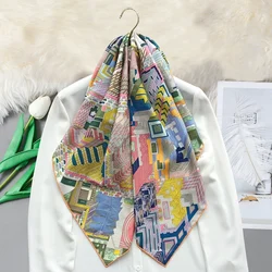 90 100% Silk Scarf Shawl 2023 NEW Prints Womens Fashion Real Silk Neckerchief Wraps